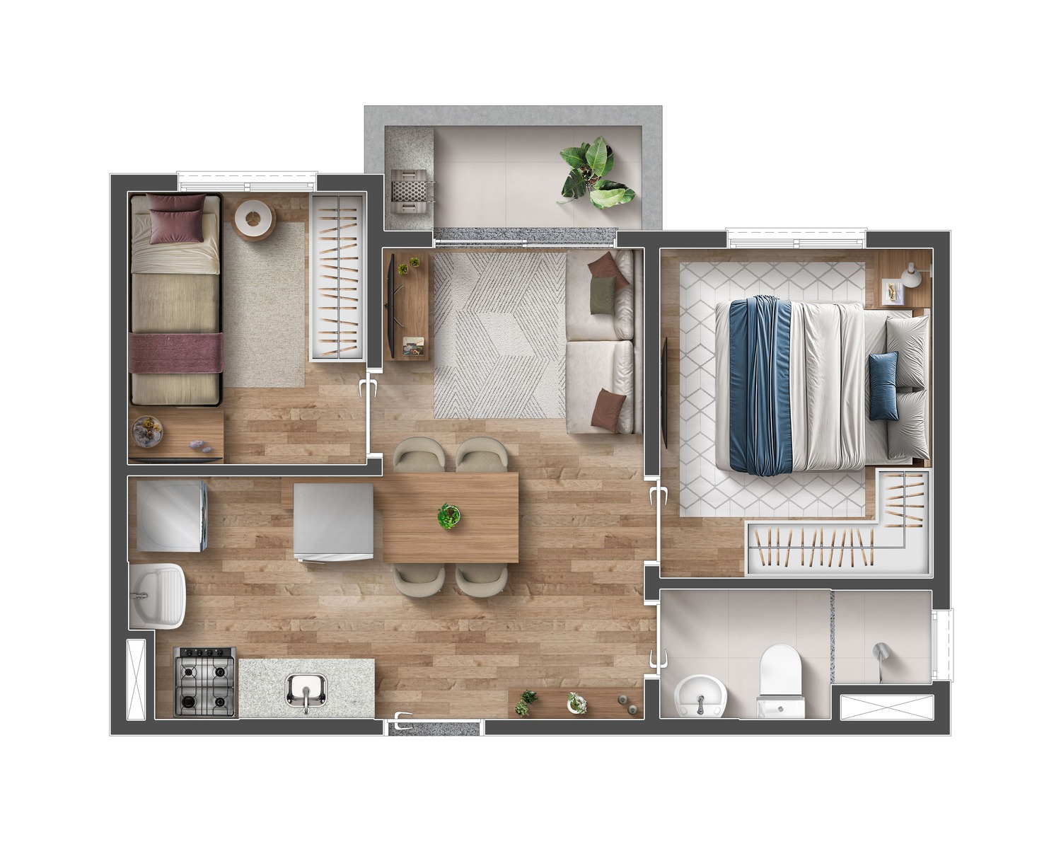 Planta 2 Dormitórios