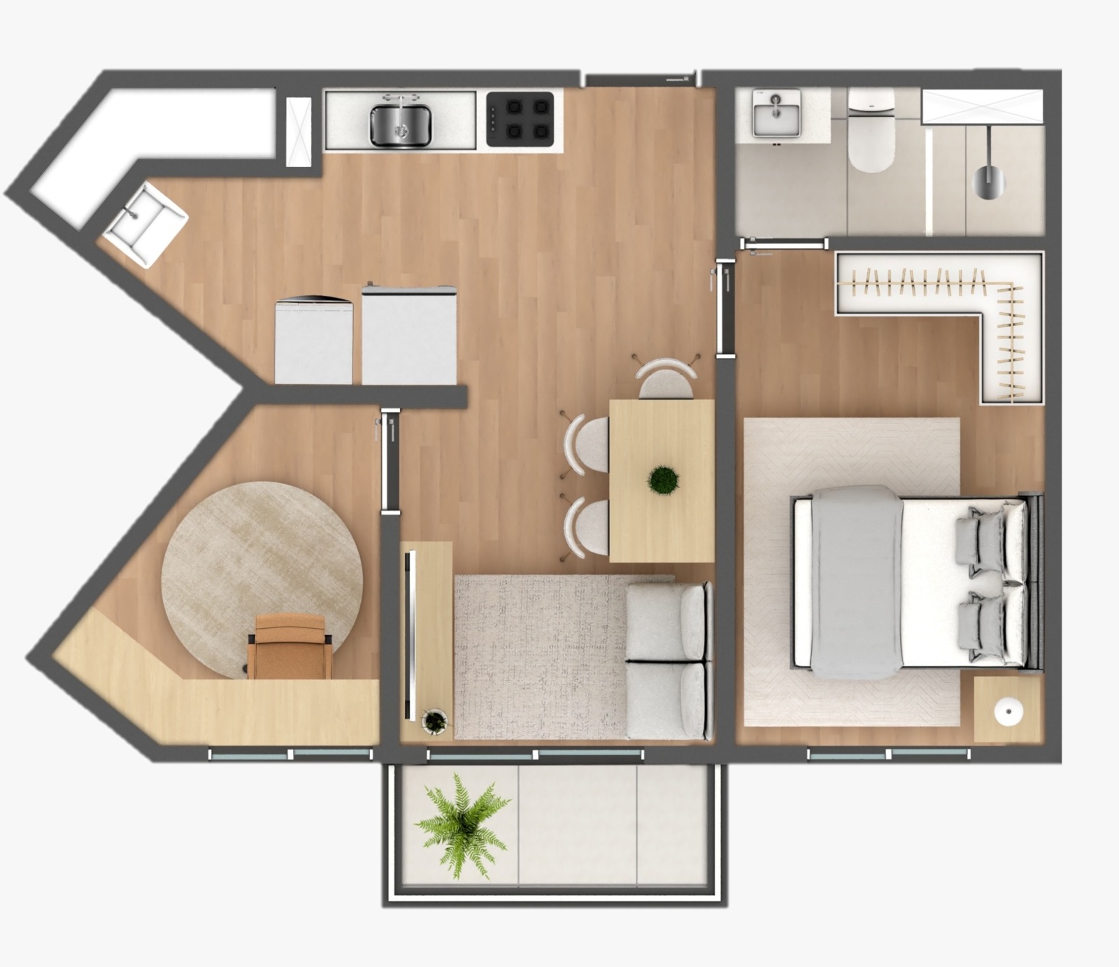 Planta 1 Dormitório + Office com Suíte